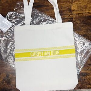 Dior White and Yellow Tote Bag